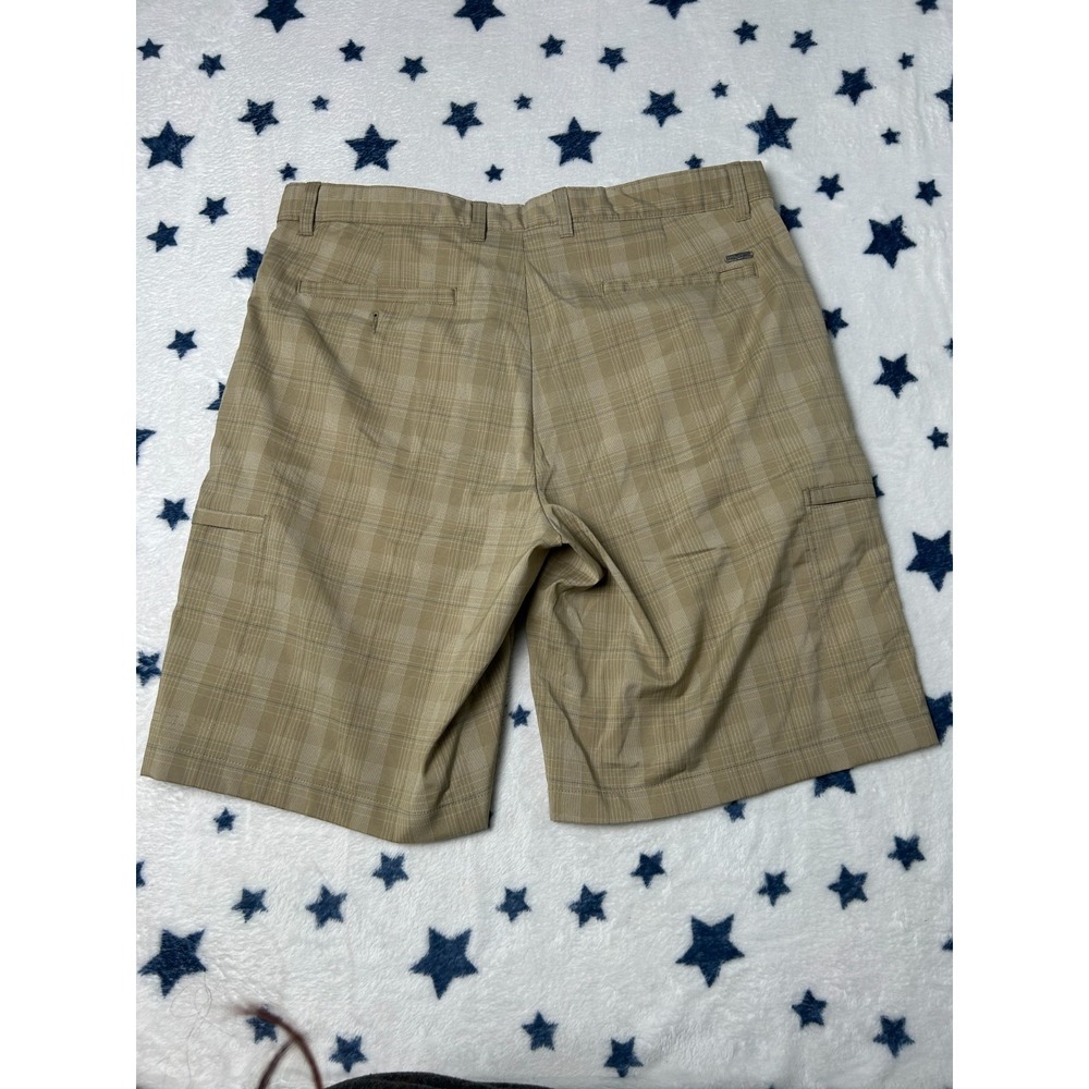 Greg Norman For Tasso Elba Mens 36 Beige Plaid Cargo Golf Shorts Stretch - Picture 4 of 8